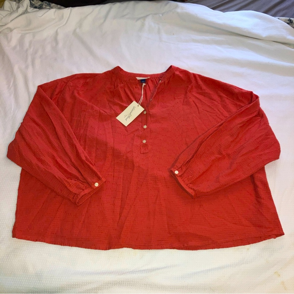 Universal thread poet blouse red ballon sleeves long sleeve casual blouse size L